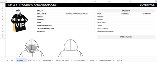 Hoodie Tech Pack Template